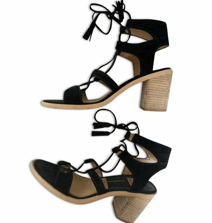 Recurate RESALE LACE UP SANDAL IN BLACK SUEDE - Re:vita