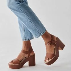 DOLCEVITA SANDALS ELLY HEELS DK BROWN LEATHER