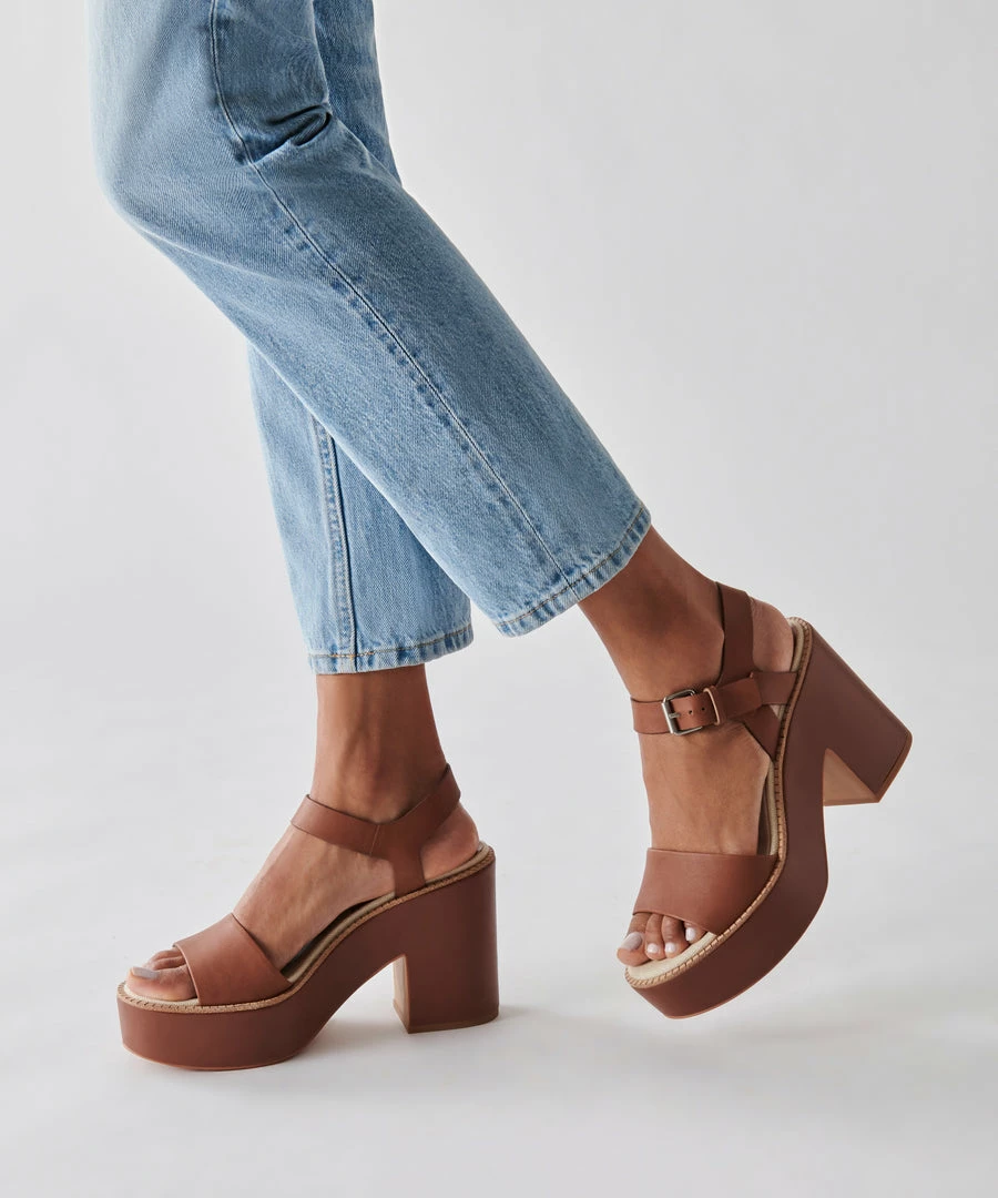 DOLCEVITA SANDALS ELLY HEELS DK BROWN LEATHER