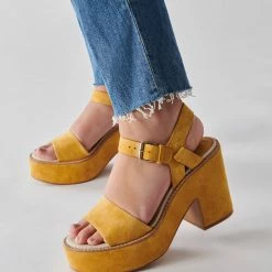 DOLCEVITA ELLY HEELS HONEY SUEDE SANDALS