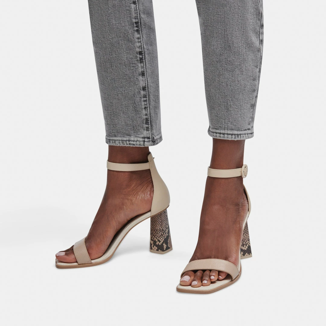 DOLCEVITA FIONNA HEELS DUNE EMBOSSED LEATHER SANDALS