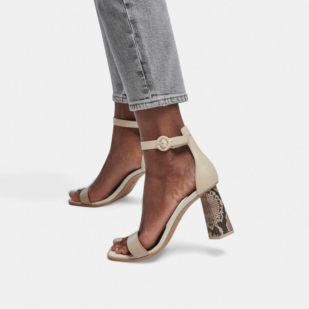 DOLCEVITA FIONNA HEELS DUNE EMBOSSED LEATHER SANDALS