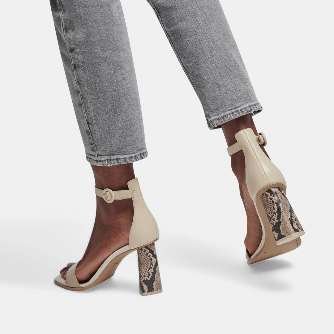DOLCEVITA FIONNA HEELS DUNE EMBOSSED LEATHER SANDALS