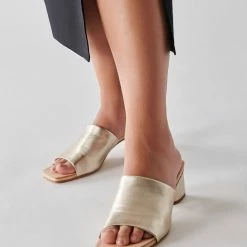 DOLCEVITA SANDALS JOLICE HEELS LIGHT GOLD LEATHER