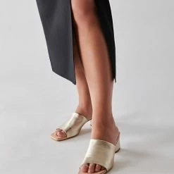 DOLCEVITA SANDALS JOLICE HEELS LIGHT GOLD LEATHER