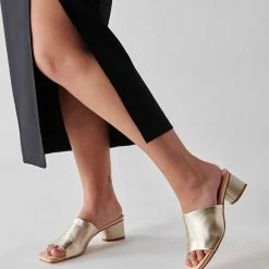 DOLCEVITA SANDALS JOLICE HEELS LIGHT GOLD LEATHER