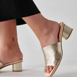 DOLCEVITA SANDALS JOLICE HEELS LIGHT GOLD LEATHER