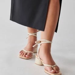 DOLCEVITA SANDALS JORRY HEELS CREAM EMBOSSED STELLA