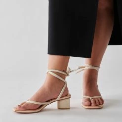DOLCEVITA SANDALS JORRY HEELS CREAM EMBOSSED STELLA