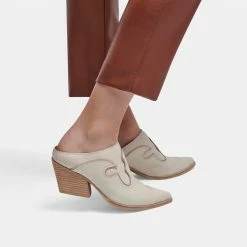 DOLCEVITA LARS MULES IVORY NUBUCK MULES & CLOGS