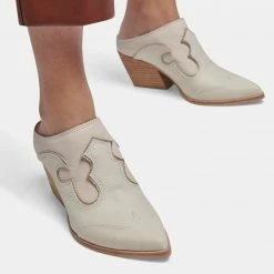 DOLCEVITA LARS MULES IVORY NUBUCK MULES & CLOGS