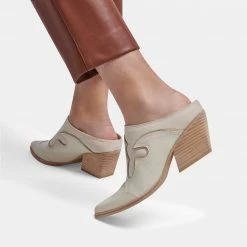 DOLCEVITA LARS MULES IVORY NUBUCK MULES & CLOGS