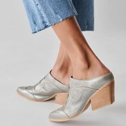 DOLCEVITA LARS MULES IN SILVER MULES & CLOGS