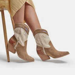 Recurate RESALE LORAL BOOTIES IN TAUPE MULTI SUEDE - Re:vita