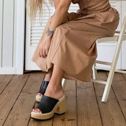 DOLCEVITA EMERY HEELS BLACK LEATHER SANDALS