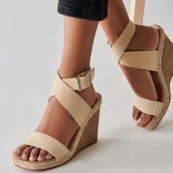 DOLCEVITA SANDALS NEZZA WEDGES VANILLA LEATHER