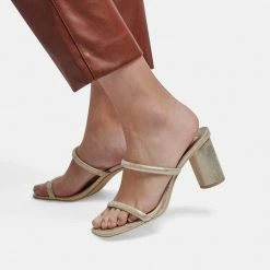DOLCEVITA NOLES HEELS GOLD METALLIC STELLA SUEDE SANDALS