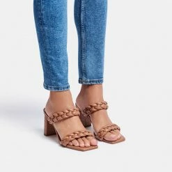 DOLCEVITA PAILY WIDE HEELS CARAMEL STELLA BRAIDED DETAILS