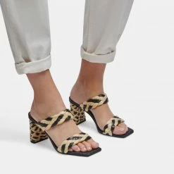 DOLCEVITA PAILY RAFFIA HEELS BLACK NATURAL RAFFIA
