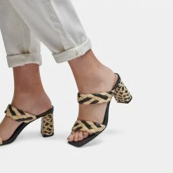 DOLCEVITA PAILY RAFFIA HEELS BLACK NATURAL RAFFIA