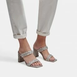 DOLCEVITA PAILY RAFFIA HEELS LIGHT GREY RAFFIA