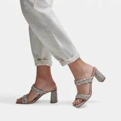 DOLCEVITA PAILY RAFFIA HEELS LIGHT GREY RAFFIA