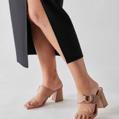 DOLCEVITA PALYCE HEELS CAFE LEATHER SANDALS