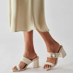 DOLCEVITA SANDALS PALYCE HEELS IVORY LEATHER