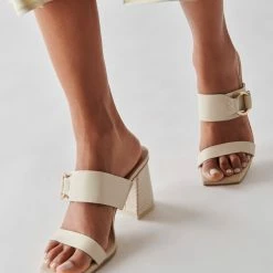 DOLCEVITA SANDALS PALYCE HEELS IVORY LEATHER