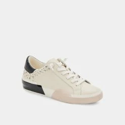 DOLCEVITA ZINA STUD SNEAKERS WHITE BLACK LEATHER