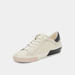 DOLCEVITA ZINA STUD SNEAKERS WHITE BLACK LEATHER