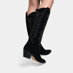 DOLCEVITA SOLEI STUD BOOTS BLACK SUEDE