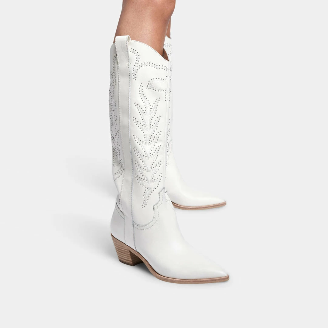DOLCEVITA SOLEI STUD BOOTS OFF WHITE LEATHER