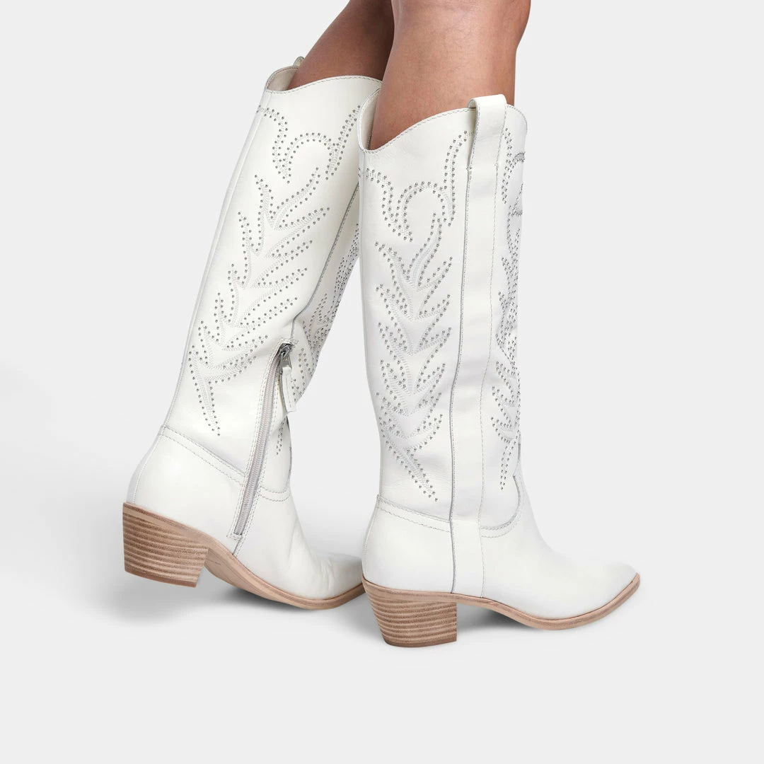 DOLCEVITA SOLEI STUD BOOTS OFF WHITE LEATHER