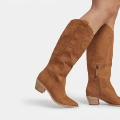 DOLCEVITA WESTERN INSPIRED SOLEI BOOTS WHISKEY NUBUCK