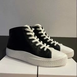 Recurate VEOLA PLUSH SNEAKERS BLACK EMBOSSED LEATHER Re:vita