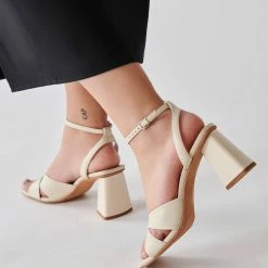 DOLCEVITA TIKI HEELS CREAM LEATHER SANDALS