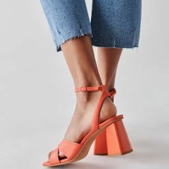 DOLCEVITA SANDALS TIKI HEELS PERSIMMON LEATHER