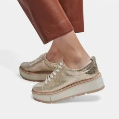 DOLCEVITA TOYAH SNEAKERS LIGHT GOLD METALLIC SUEDE