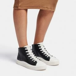 DOLCEVITA VEOLA PLUSH SNEAKERS BLACK EMBOSSED LEATHER