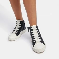 Recurate VEOLA PLUSH SNEAKERS BLACK EMBOSSED LEATHER Re:vita