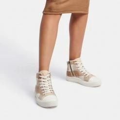 DOLCEVITA VEOLA PLUSH SNEAKERS TAN MULTI FABRIC