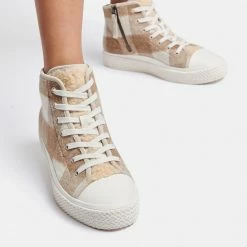 DOLCEVITA VEOLA PLUSH SNEAKERS TAN MULTI FABRIC