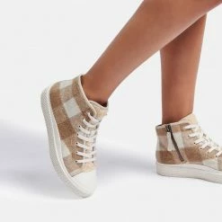 DOLCEVITA VEOLA PLUSH SNEAKERS TAN MULTI FABRIC