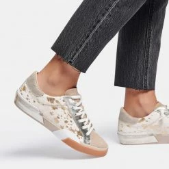 DOLCEVITA ZINA SNEAKERS SILVER GOLD METALLIC CALF HAIR
