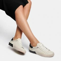 DOLCEVITA ZINA STUD SNEAKERS WHITE BLACK LEATHER