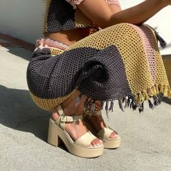 DOLCEVITA ELLY HEELS VANILLA LEATHER SANDALS