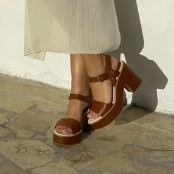 DOLCEVITA SANDALS ELLY HEELS DK BROWN LEATHER