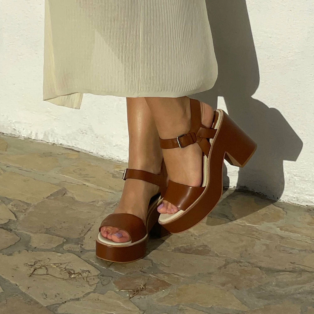 DOLCEVITA SANDALS ELLY HEELS DK BROWN LEATHER