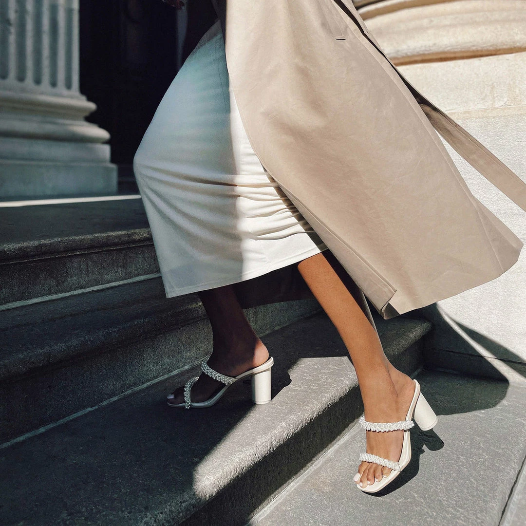 DOLCEVITA NOEL HEELS VANILLA PEARLS SANDALS